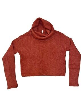 Free People Burnt Orange Cowl Neck Long Sleeve Sweater-Size XS